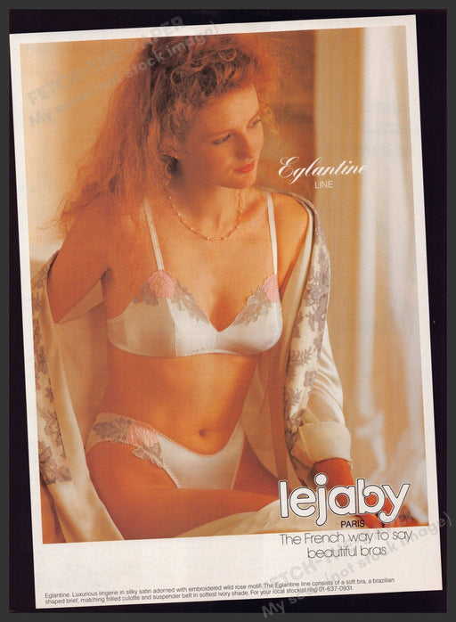 Lejaby Lingerie Eglantine Line 1980s Print Advertisement Ad 1987 Paris Fetch-the-Paper