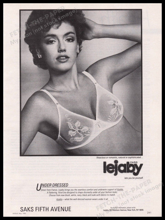 Lejaby Paris Lingerie 1980s Print Advertisement Ad 1984 "Under Dressed" Fetch the Paper!