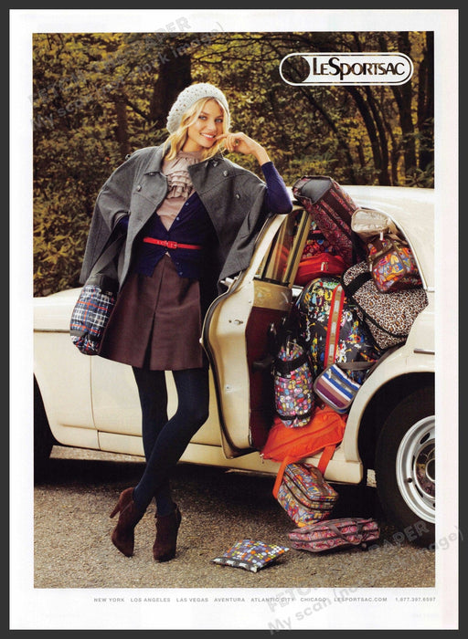 LeSportsac 2000s Print Advertisement 2009 Legs Tights Bags in Car Fetch-the-Paper