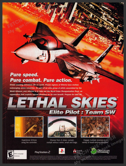 Lethal Skies Elite Pilot: Team SW Video Game 2000s Print Advertisement 2002 Fetch-the-Paper