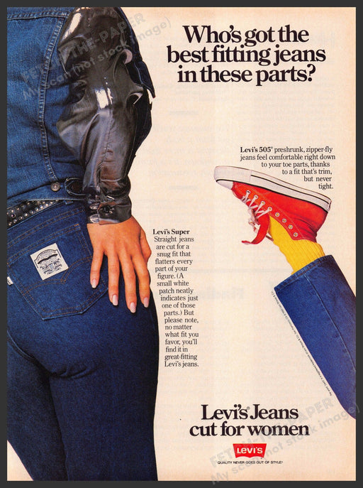 Levi's 1980s Magazine Print Advertisement 1985 Jeans Cut for Women Best Fitting Levi's