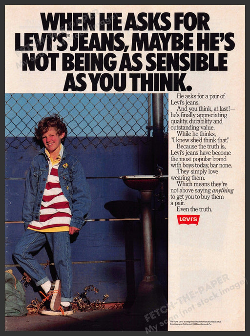 Levi's 1980s Print Advertisement Ad 1987 Kid Pair of Jeans School Levi's