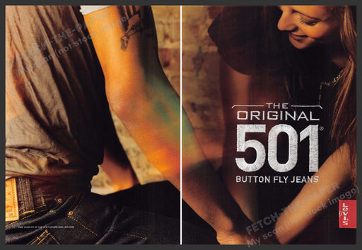 Levi's 501 2000s Print Advertisement (2 page) 2007 Couple Button Fly Jeans Levi's