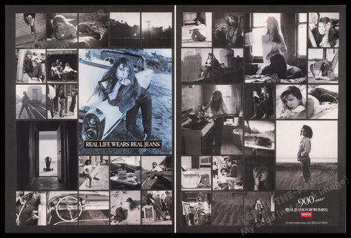 Levi's Clothing 1980s Print Advertisement (2 pages) 1988 Sexy Girls Fetch the Paper!