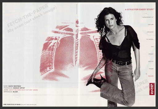 Levi's Jeans 2000s Print Advertisement (2 page centerfold) 2004 Gucci Westman Fetch-the-Paper