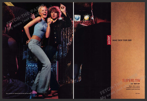 Levi's Superlow Jeans 2000s Print Advertisement (2 page) 2001 518 Boot Cut Dance Fetch-the-Paper
