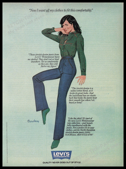 Levi's Womenswear 1980s Print Advertisement Ad 1980 Tanenbaum Fetch the Paper!