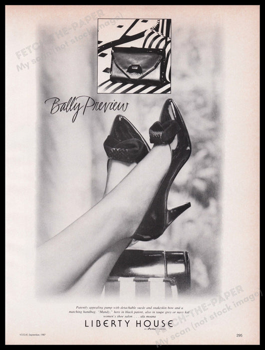 Liberty House Pump Shoes 1980s Print Advertisement Ad 1987 Bally Preview Fetch the Paper!
