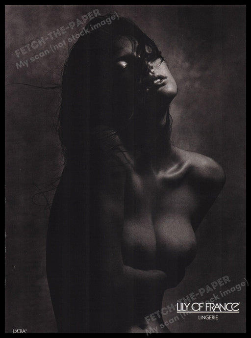 Lily Of France Lingerie 1980s Print Advertisement Ad 1989 Dark Sexy Model Shadow Fetch the Paper!