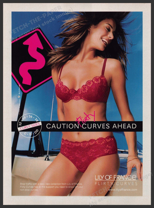 Lily of France Lingerie 2000s Print Advertisement 2004 Flirty Curves Fetch-the-Paper