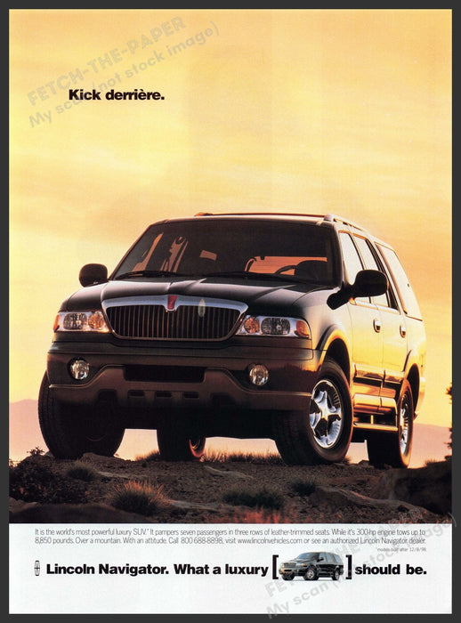 Lincoln Navigator 1990s Print Advertisement 1999 "Kick derriere" Fetch-the-Paper