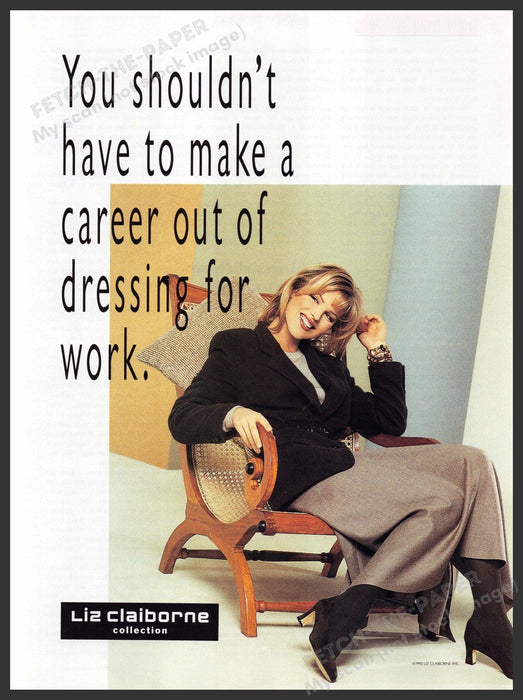 Liz Claiborne Clothing 1990s Print Advertisement 1993 Legs Career Woman Work Fetch-the-Paper