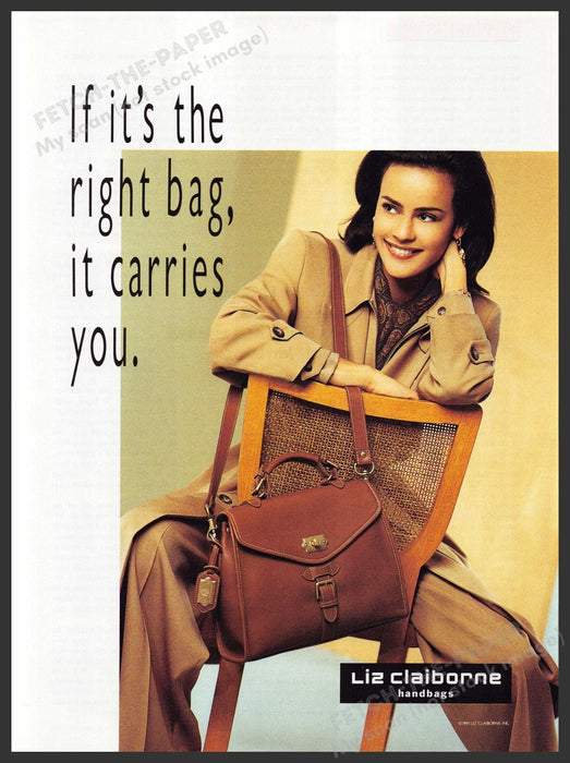 Liz Claiborne Handbags 1990s Print Advertisement 1993 Working Woman Career Fetch-the-Paper