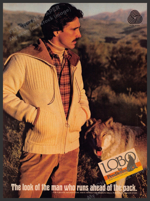 Lobo by Pendleton Men's Clothing 1970s Print Advertisement Ad 1979 Fetch-the-Paper