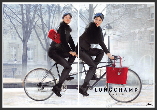 Longchamp Paris 2010s Print Advertisement (2 page) 2012 Tandem Bike Models Fetch-the-Paper