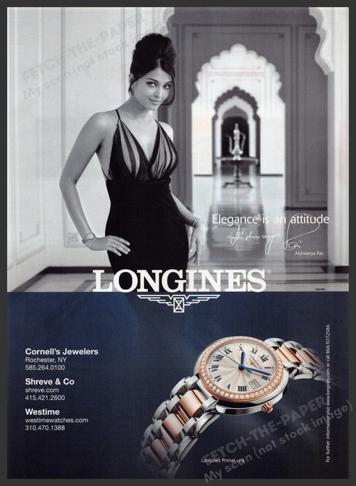 Longines Aishwarya Rai 2010s Print Advertisement 2010 Watch Longines