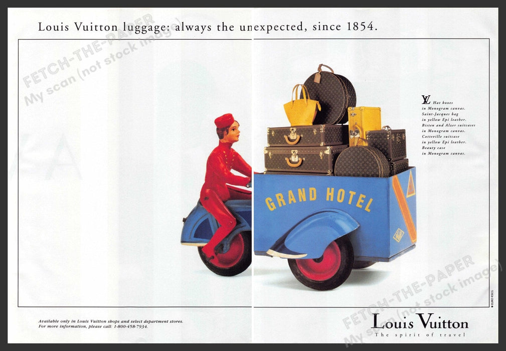 Louis Vuitton 1990s Print Advertisement (2 page) 1994 Grand Hotel Bag Porter Louis Vuitton