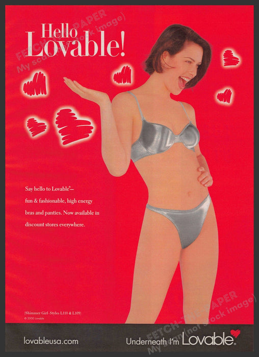 Lovable Lingerie 2000s Print Advertisement Ad 2000 Bra Panties Silver Legs Fetch-the-Paper