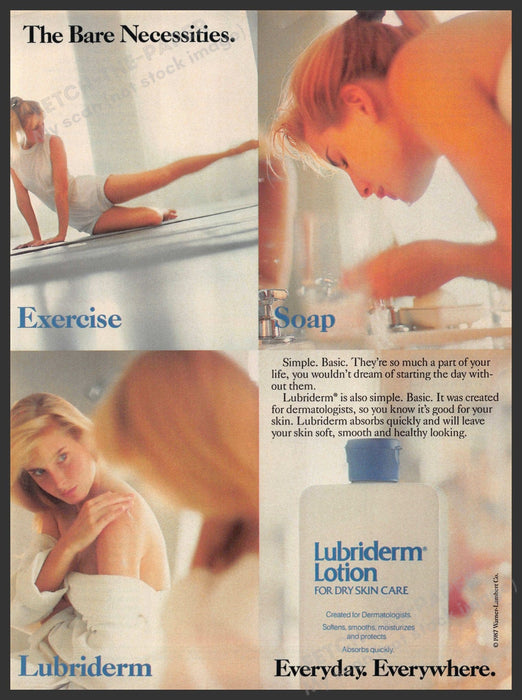 Lubriderm 1980s Print Advertisement Ad 1987 Legs Skin Bare Necessities Lubriderm