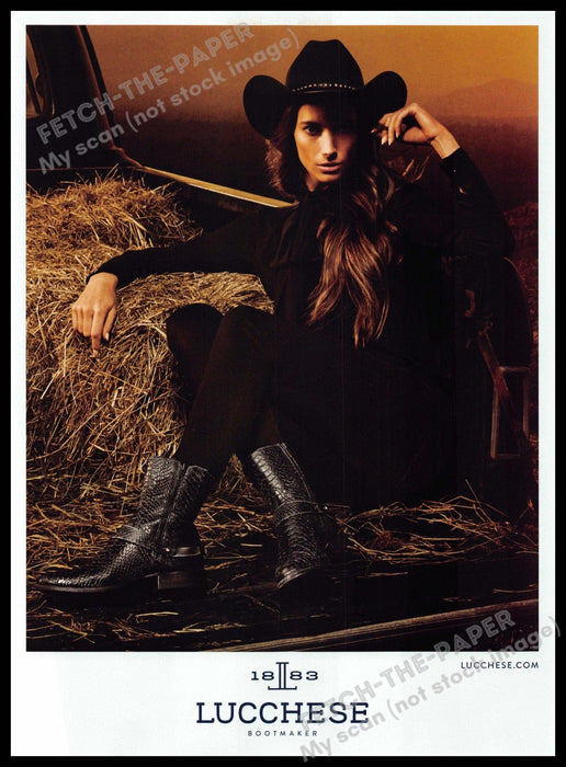 Lucchese Bootmaker 2010s Magazine Print Ad 2014 Hay Western Cowgirl Lucchese