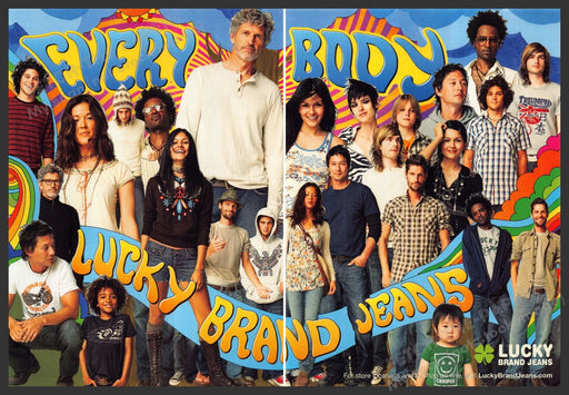 Lucky Brand 2000s Print Advertisement (2 page) 2007 Group of People & Kids Fetch-the-Paper