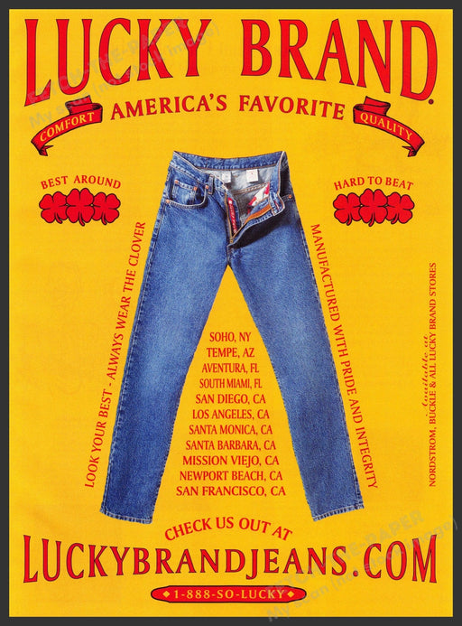 Lucky Brand Jeans 2000s Print Advertisement 2000 Clover America's Favorite Lucky Brand