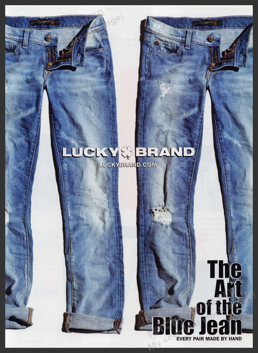 Lucky Brand Jeans 2000s Print Advertisement 2009 "The art of the blue jean" Fetch-the-Paper