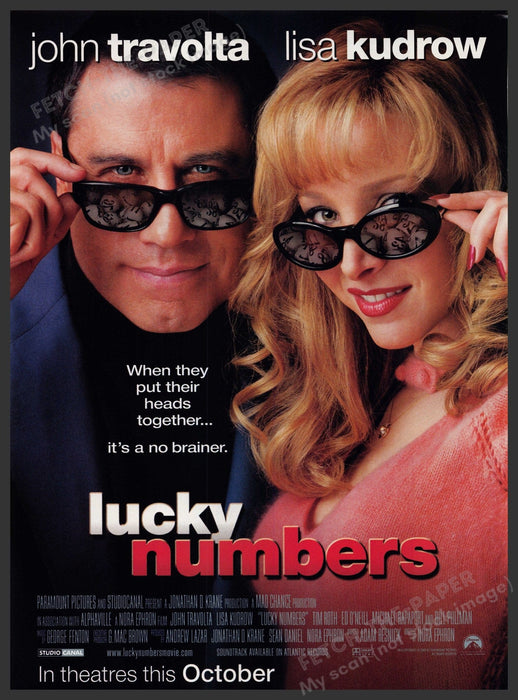 Lucky Numbers Movie Release Travolta Kudrow 2000s Print Advertisement Ad 2000 Fetch-the-Paper