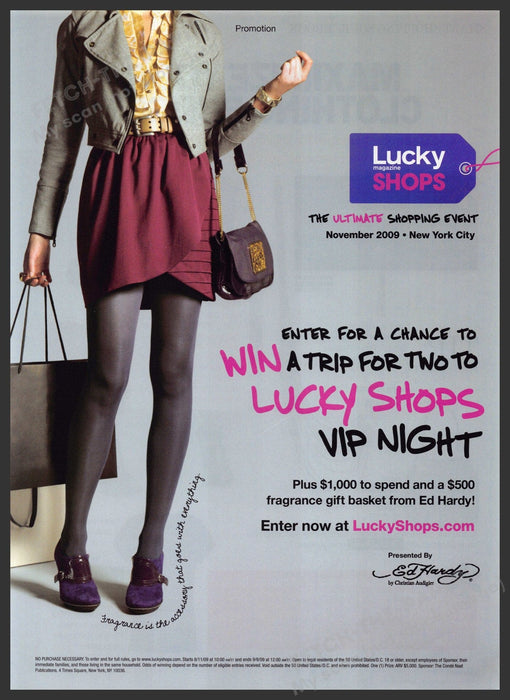 Lucky Shops 2000s Print Advertisement 2009 Legs Skirt NYC Shopping Event Fetch-the-Paper