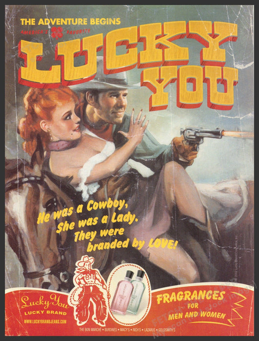 Lucky You 2000s Magazine Print Advertisement Ad 2002 Lucky Brand Wild West Lucky Brand