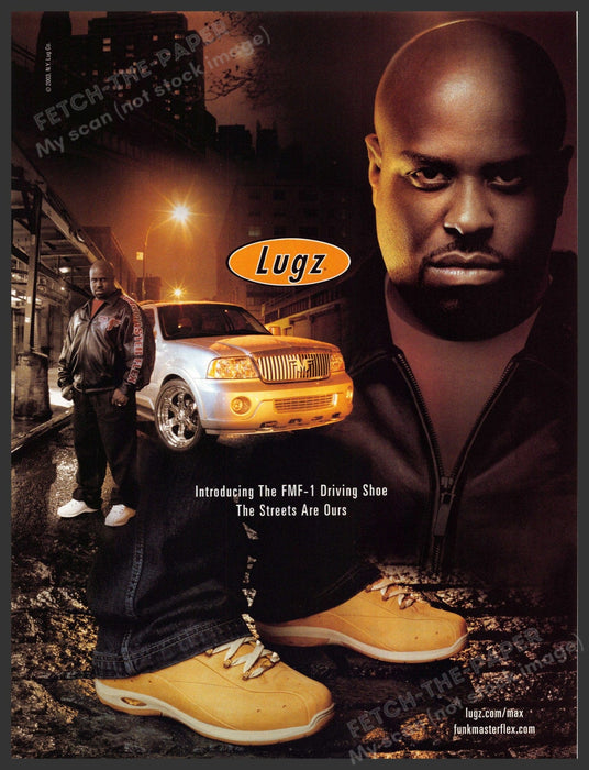 Lugz Funkmaster Flex 2000s Print Advertisement 2003 FMF-1 Driving Shoe Fetch-the-Paper