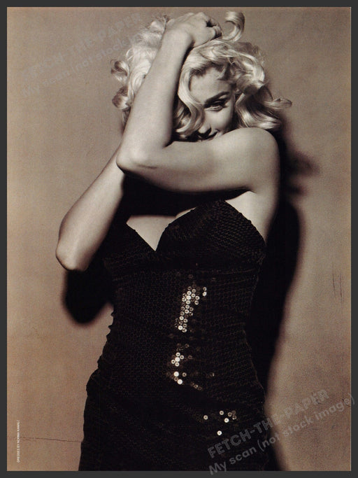 Madonna Magazine Article Photo 1990s Clipped 1991 Sexy Blonde Hair Black Dress Fetch the Paper!