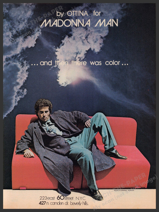 Madonna Man Men's Clothing 1970s Print Advertisement 1979 by Ottina Fetch-the-Paper