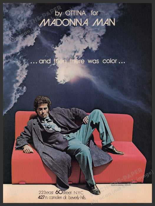 Madonna Man Men's Clothing 1970s Print Advertisement 1979 by Ottina Fetch-the-Paper