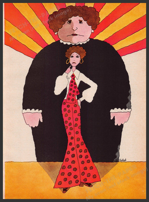 Magazine Illustration by Kalish Weight & Weight-loss 1960s Print 1969 Fetch the Paper!