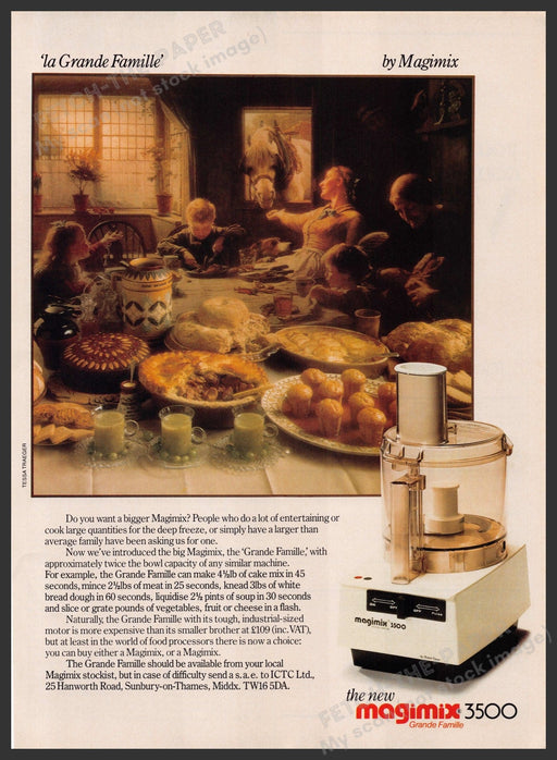 Magimix 3500 Grande Famille Food Processor 1980s Print Advertisement Ad 1980 Fetch-the-Paper