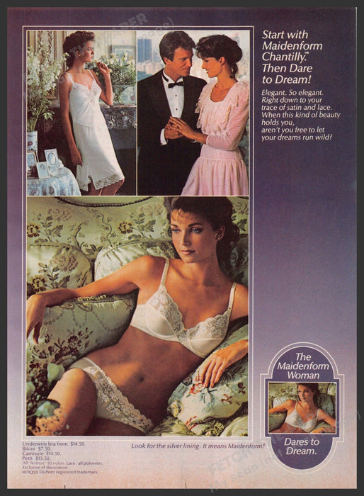Maidenform 1980s Magazine Print Advertisement 1984 Dares Dream WTC Twin Towers Maidenform