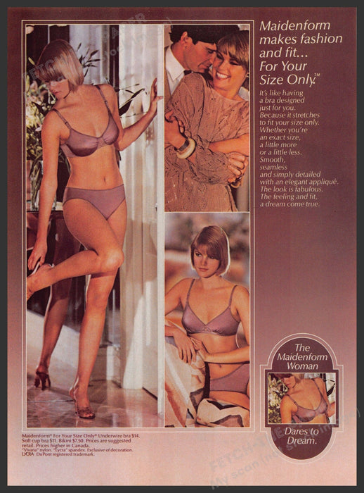 Maidenform Dares to Dream 1980s Print Advertisement 1983 Legs Smooth Seamless Fetch-the-Paper