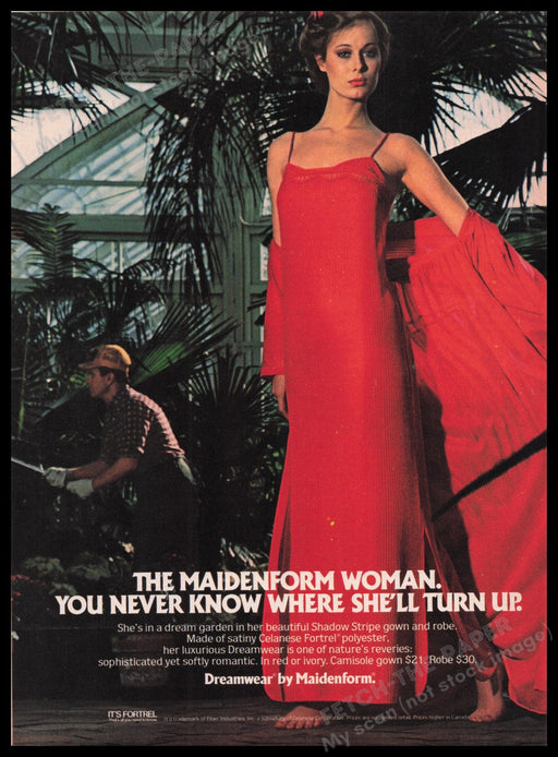 Maidenform Dreamwear Lingerie 1980s Print Advertisement Ad 1980 Greenhouse Fetch the Paper!