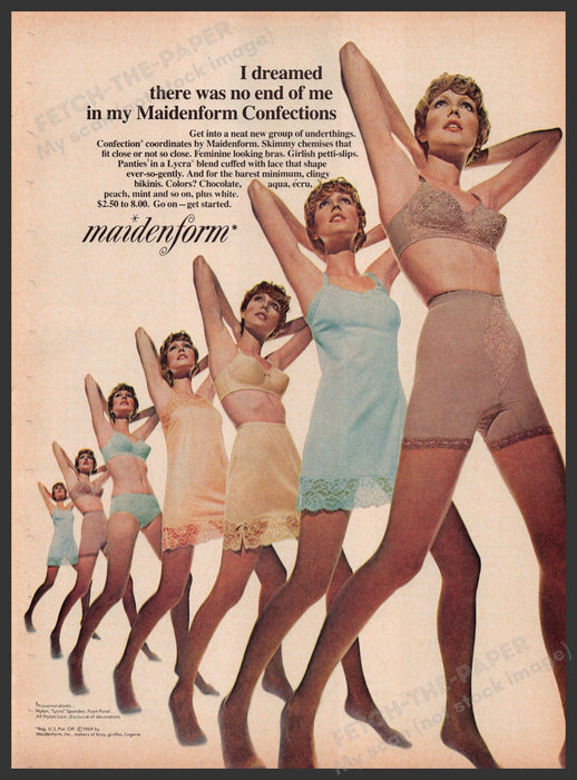 Maidenform Lingerie 1960s Print Advertisement Ad 1969 Legs Confections Fetch the Paper!