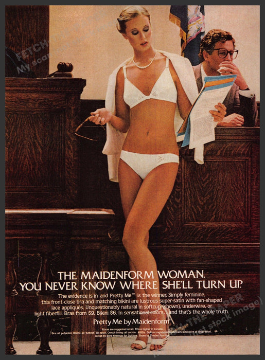 Maidenform Pretty Me 1980s Print Advertisement 1982 Legs Court Lawyer Fetch-the-Paper