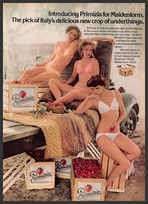 Maidenform Primizia 1970s Print Advertisement 1979 Orchard Truck Girls Legs Maidenform