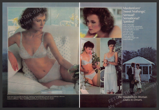 Maidenform Sweet Nothings 1980s Print Advertisement (2 page) 1985 Gazebo Fetch-the-Paper