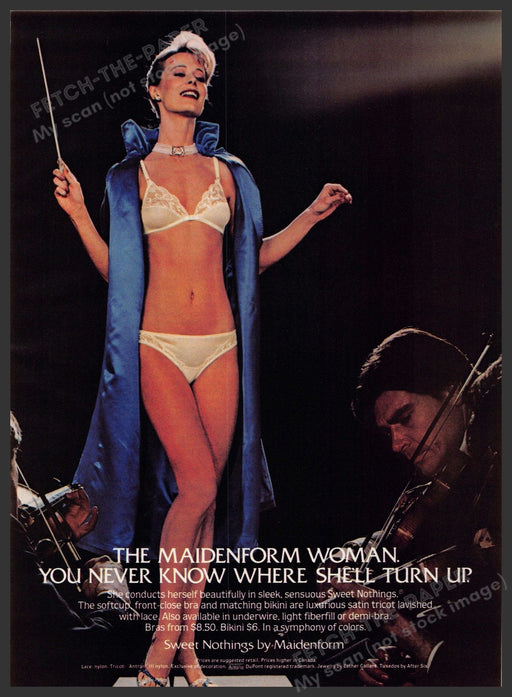 Maidenform Woman 1980s Print Advertisement 1982 Orchestra Conductor Fetch-the-Paper
