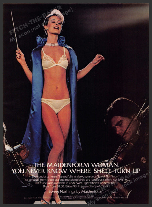 Maidenform Woman 1980s Print Advertisement 1982 Orchestra Conductor Fetch-the-Paper