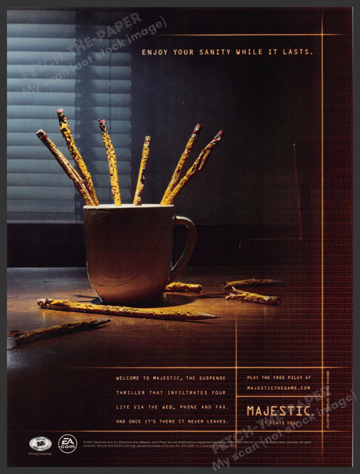 Majestic 2000s Video Game Print Advertisement 2001 "It plays you" Fetch-the-Paper