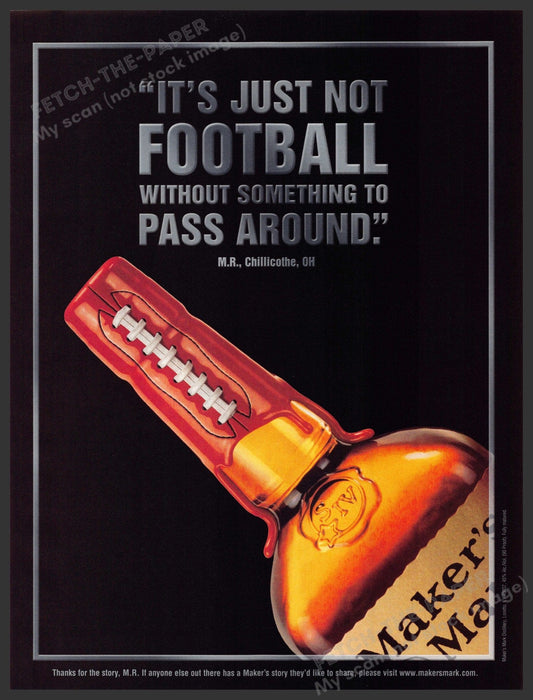 Maker's Mark 2000s Print Advertisement 2003 Wax Seal Football Stiches Fetch-the-Paper