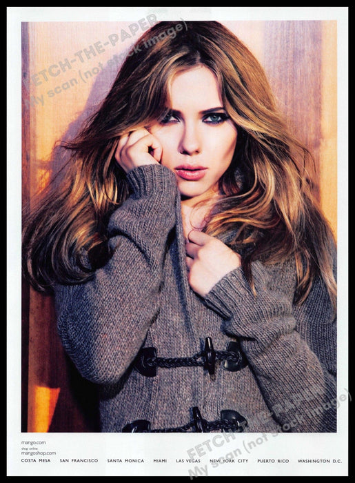 Mango 2010s Print Advertisement 2010 Actress Scarlett Johansson Sweater Fetch-the-Paper