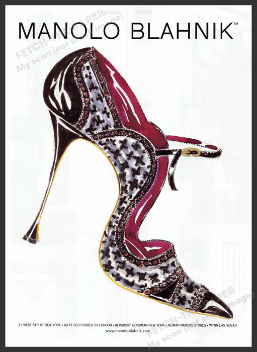 Manolo Blahnik 2010s Print Advertisement 2012 Shoe Illustration Fetch-the-Paper