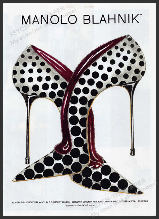 Manolo Blahnik Shoes 2000s Print Advertisement Ad 2013 Polka Dot Heels Fetch the Paper!